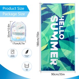 Mikytoper Beach Towels for Adults Extra Large 180 x 90 CM Microfibre Beach Towel for Men Women Sandproof Quick Dry Beach Towel Large Microfibre Beach Towel for Beach/Travel/Pool (Summer)