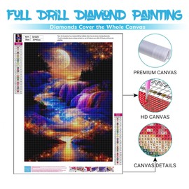 CULASIGN DIY Diamond Painting Set, 5D Diamond Painting Pictures Waterfall Moon Full Large Diamond Painting Kit Arts Craft for Children and Adults for Home Wall Decor (30 x 40 cm)