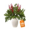 16Pcs 25'' Christmas Greenery with Red Berries,Artificial Pine Branches, Artificial