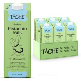 Táche Barista Pistachio Unsweetened Milk - Rich, Creamy, Plant-Based Milk, Coffee Creamer - Dairy Free, Gluten Free, Vegan, No Oils (32oz, 6-Pack)
