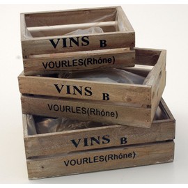 Decorative Wooden Wine Boxes, Set of 3