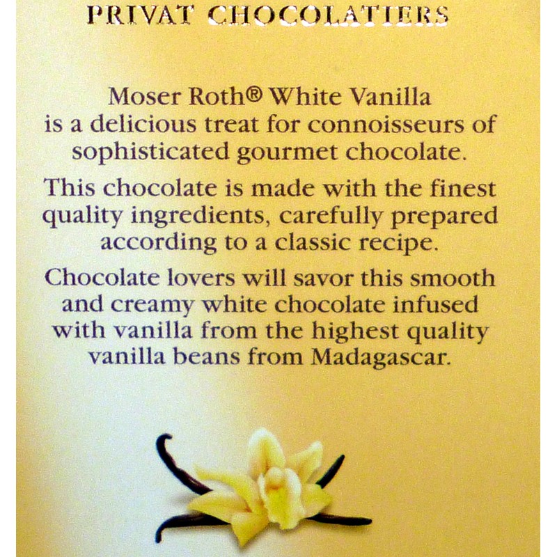 Moser Roth White Chocolate/Madagascan Vanilla (3) Bars (15 Total Bars),