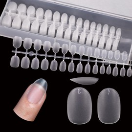 Nail Tip, Oval, Short S, Ultra Thin, Full Paste Double-Sided Mat, 15 Sizes, Set of 300, Non-Sanding, Full Coverage, Plain Tip, Clear Tip, Practice, Commercial, Self Gel Nails, Natural Fit, Mother's
