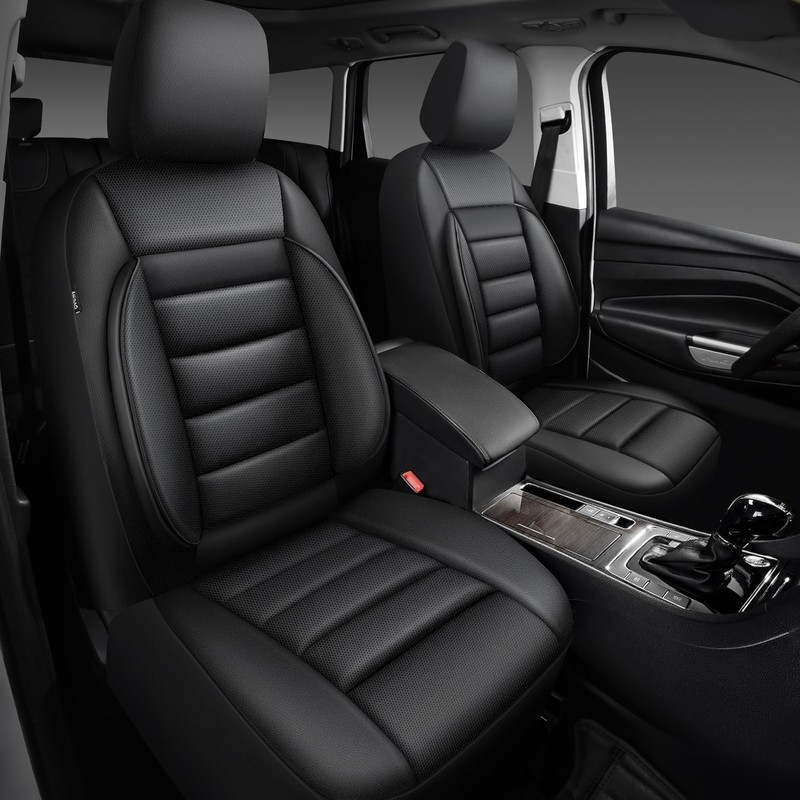 CAR PASS Faux Leather Car Seat Covers Front Seats Only,