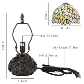 HWDFEI Small Tiffany Mushroom Table Lamp,Mini Memory Sympathy Antique lamp 8X11 Inch (Seven Color Wisteria)