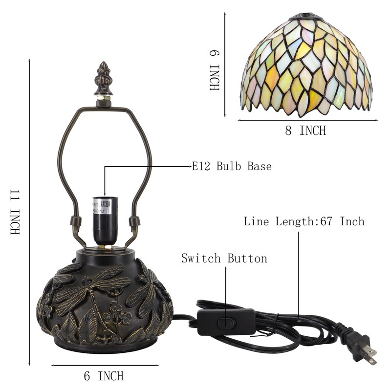 HWDFEI Small Tiffany Mushroom Table Lamp,Mini Memory Sympathy Antique lamp