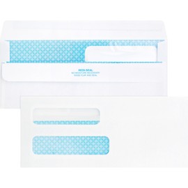 Business Source Double Window No. 8-5/8 Check Envelopes - Double Window - #8 5/8-8 5/8" Width x 3 5/8" Length - 24 lb - Self-Sealing - 500 / Box - White