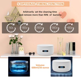Ultrasonic Jewellery Cleaner, Jewelry Cleaner with 40kHz Five Digital Timer 600ML Ultrasonic Jewellery Cleaner with Basket for Cleaning Eye Glasses, Rings,Watch,Coin,Silver