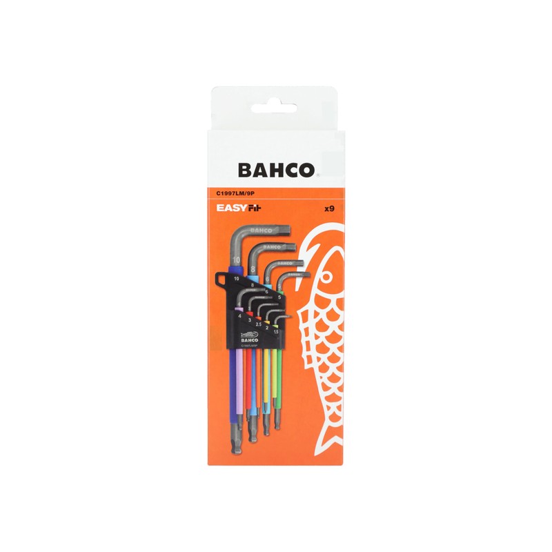 Bahco C1997LM/9P 9 Piece Metric Long Ball End Coloured Hexagon