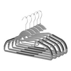 Whitmor Plastic Hangers 5 Pack Non Slip Clothes Hanger Space Saving Coat Hangers 360° Rotating Hook Hanger Heavy Duty Pant Hangers (Gray & Black)