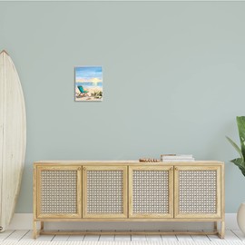Stupell Industries Folding Chair Sunset Beach Landscape Summer Ombre Sky, Designed by Julie DeRice Wall Plaque, 10 x 15, Blue