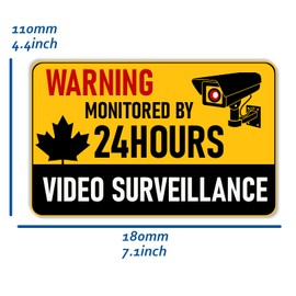 8 PCS 24 Hours Camera Surveillance Sign Sticker,You are Monitered On Camera Decal,Smile You're On Camera,Your Signs to Prevent Trespassing on Your Private Property