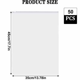 QISF 50 Pcs Reusable Ziplock Bags for Clothes,35x45cm Large Plastic Hospital Bags,Clear Seal Bag Waterproof Luggage Organiser for Clothes Garment School - Protect From Dust & Moths
