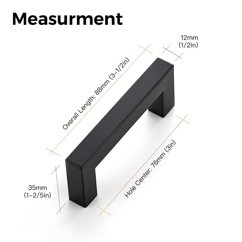 Ravinte 15 Pack Kitchen Door Handles Black Handles for Cupboards