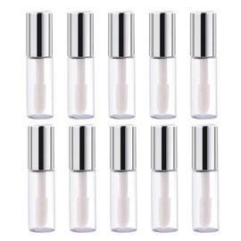Tubos vacíos de plástico transparente para brillo de labios, tubos de brillo de labios, mini tubos de brillo de labios, 1,2 ml, 45 unidades, botella transparente plateada