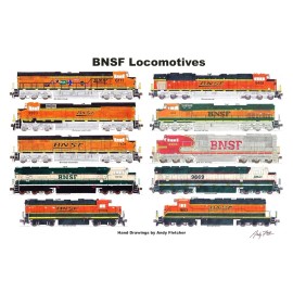 BNSF Locomotives  11"x17" Horizontal Poster Andy Fletcher signed