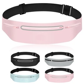 Mayoii Double-Layer Design Running Belt for Women and Men Lightweight Running Waist Belt with Water Bottle Pocket,Multi-Pocket Phone Holder Running Pouch (1, A-Pink, One Size)