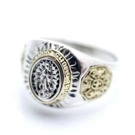 Silver One on Silver 925 Our Lady of Guadalupe Ring Men's [Many Sizes] Gold Gold Ring, Metal