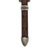 Rustic Western Brown Faux Tooled Leather Belt Buckle Concho Cowboy