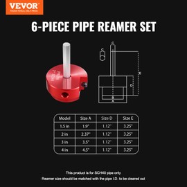 Happybuy PVC Pipe Reamer Kit, Aluminum Alloy, PVC Pipe Fitting Reamer Plumbing Tools Kit, Socket Saver for SCH 40, Contains 3/4", 1", 3/2", 2", 3", 4"