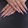AkiliBIELY Stiletto Press on Nails Long pink Chrome Metallic Holographic