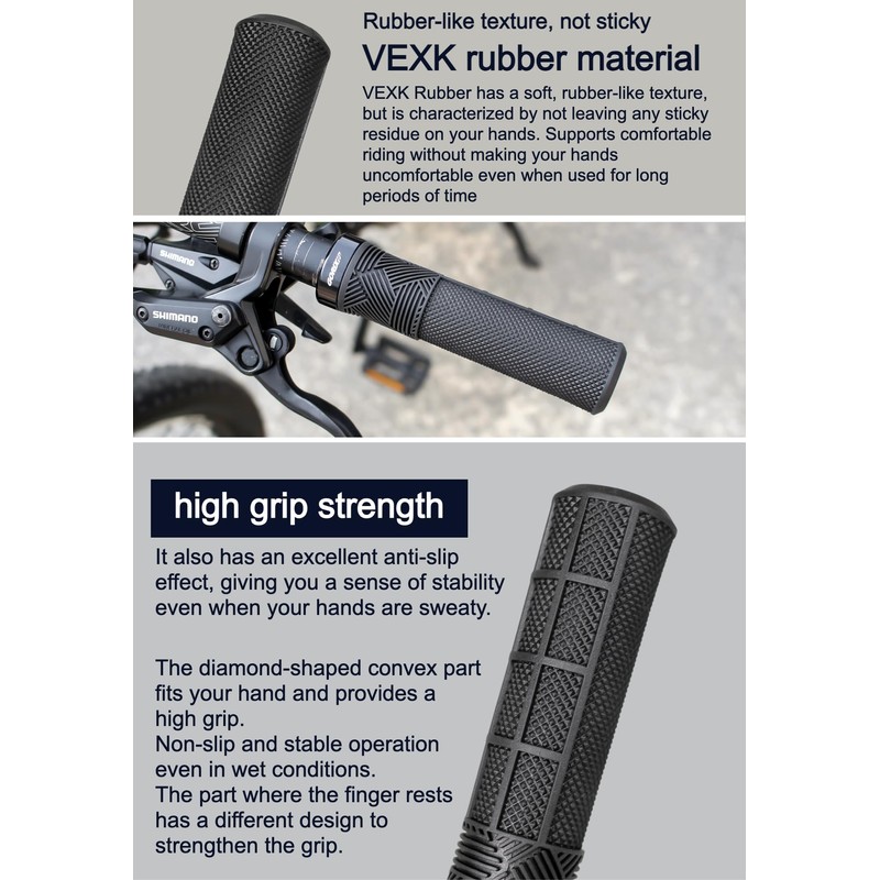 GORIX Bike Handle Bar Grips Handlebar Non-Sticky Straight Round Cylindrical