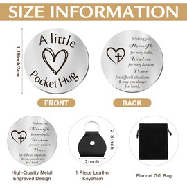 Sureio Pocket Hug Token Long Distance Relationship Keepsake Stainless Steel Double Sided Inspirational Gift with Keychain (Wishing You Strength)