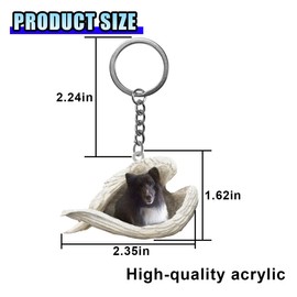 Funny Dog Sleeping Angel Wings Acrylic Keychain for Car Keys - Decorative 2-Sided Keychain Key Ring Bag Charm for Dog Lovers Presents, Car Fob Holder Backpack Key Chain Pendant (Style 2)