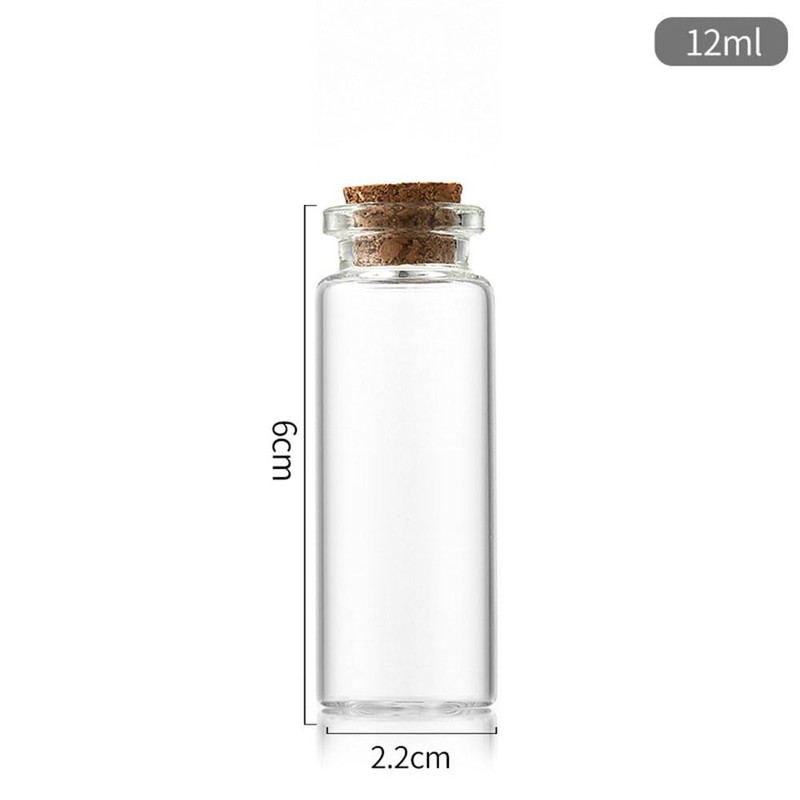 LGEGE 12ml Mini Plastic Bottles with Corks Stoppers 50Pcs Set,
