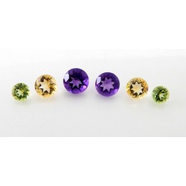 Myhealingworld Multi Stone AAA quality calibrated round 4mm 5mm and 6mm Brilliant Cut Loose gemstone Crystals Chakra Healing for making jewelry Mix Color Box Pack of 6 stone, BOX 14–Peridot 2, Citrine