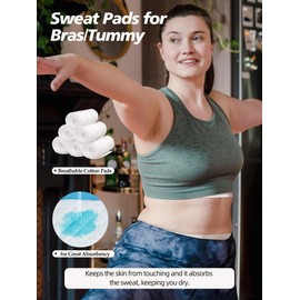 WIBOND 3Pcs Sweat Pads for Bras & Tummy, 3 Layer Bra Liners & 2PCS Under Stomach Sweat Pads, Cotton Women's Sweat Absorber