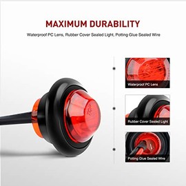 Nilight TL-04-10 Luces LED Redondas 3/4" Intermitentes Delanteros/Traseros 12V Rojo 10 Piezas para Camiones Autobuses Remolques Furgonetas Caravanas B
