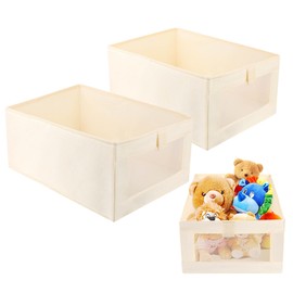 talifoca Storage Boxes, Set of 2 Wardrobe Organisers, Folding Box, Storage Box, Organiser Box with Transparent Window for Wardrobe, Clothes, Books, Cosmetics, Toys