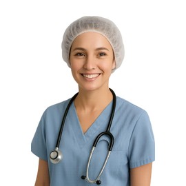 CocoAtlas Disposable Bouffant Caps, 21 inch Hair Nets, 100 Pack, White