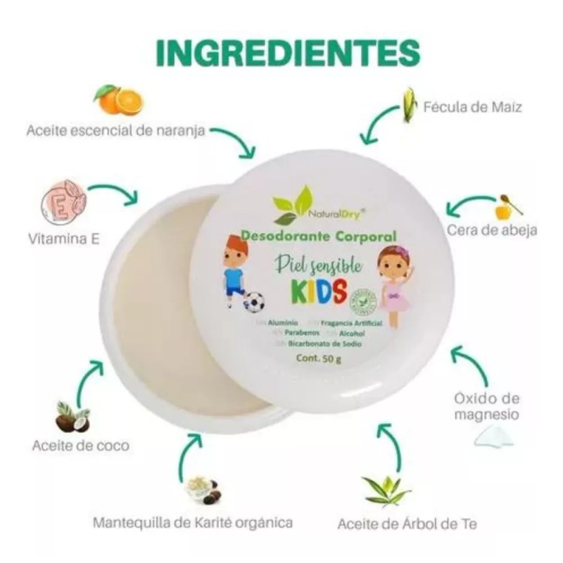 Naturaldry Desodorante Naturaldry Kids Piel Sensible 3 De 50g Natural