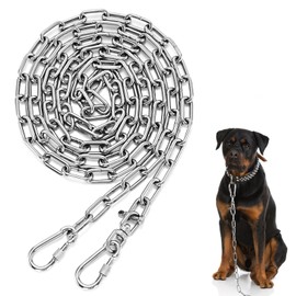 15FT Heavy Duty Dog Chains for Yard, Metal Dog Tie Out Chain Leash, Chew Proof Dog Leash Chain for Large Dogs, Dog Chain Leash Lead for Yard Garden Park Camping Outside - 4MM