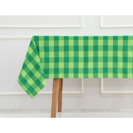 PurpleEssences Plaid Tablecloth - Water Resistant Wipeable Washable Checkered Table Cloth for Outdoor Picnic Dining - St Patricks Day - 60 x 120 Inch - St Patricks Green