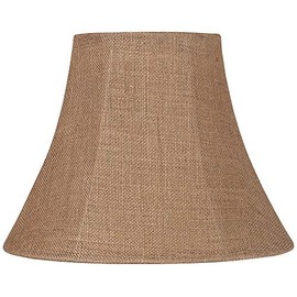 Natural Burlap Medium Bell Lamp Shade 7" Top x 14" Bottom x 10.5" High (Spider) Replacement with Harp and Finial - Brentwood