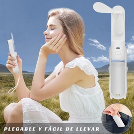 Ventilador Plegable de Mano, Mini Ventilador Recargable USB, Ventilador de Mano 3 en 1, Pantalla de Energía, Puede Durar 10-15 Horas, Se Puede Utilizar Como Energía Móvil de Emergencia.