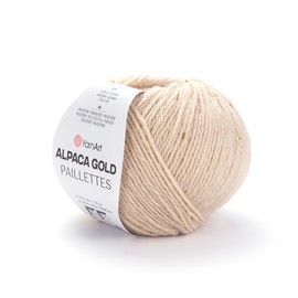 YarnArt - Paillettes dorados de alpaca - Mezcla de lana de lentejuelas brillantes, 20% alpaca, 75% acrílico, 5% poliéster, 50 g, madeja, 180 m (197 yardas), fibra de ganchillo y tela de lujo para