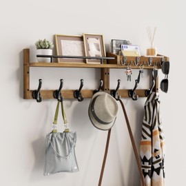 Segtenant 29 inch Coat Rack Wall Mount with Shelf, Set of 2 Heavy Duty Coat Hooks Wall Mount, Entryway Coat Hanger Wall Shelf with Key Holders and Mail Organizer for Living Room, Bedroom, Bathroom