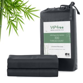 VIPfree Pillow Cases Standard Size Set of 2, 100% Rayon Derived from Bamboo, Cooling Pillowcase, Soft & Breathable Pillow Covers with Envelope Closure (20x26 inches, Charcoal)