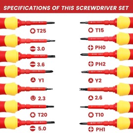 7 in 1 Insulated Screwdriver Set Magnetic Screwdriver Tool Kit Electrician Multifunctional Interchangeable Chrome Vanadium Screwdrivers New Handle Electrician Soft-Grip