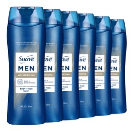 Suave Men Ultra Moisturizing Body & Face Wash, Shea & Sandlwood Scent, No Parabens, No Phtahaltes, 18 Oz Pack of 6