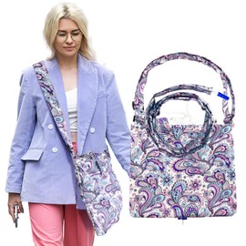 Urine Drainage Bag Holder with Catheter Pipe Cover & Adjustable Strap,Crossbody or Hangs Urine Drainage Bag Holder for Storing Belongings,Floral Prints