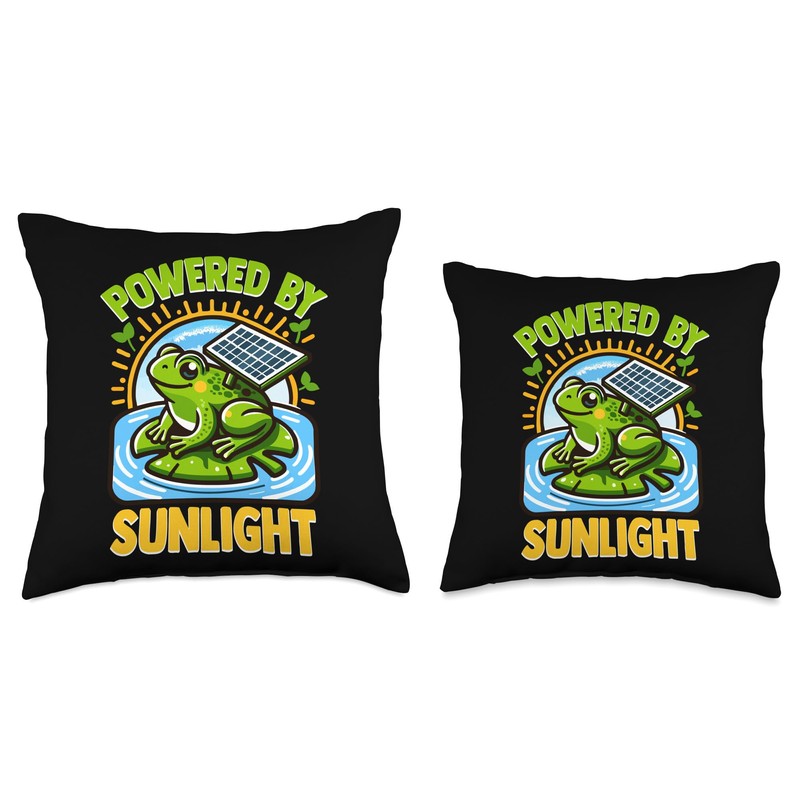 Powered by Sunlight Eco-Friendly Solar Frog Throw Pillow
