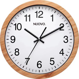 Nuovo 10" Wood Grain Round Wall Clock Silent and Not Tickling Vintage Wall Clock for Living Room Bedroom Kitchen (26cm / 10")