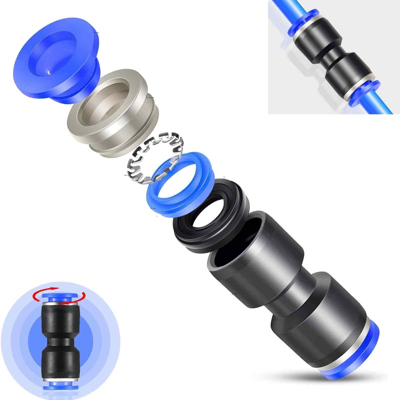 Straight Pneumatic Connectors, Pack of 8, Air Push Quick Attachments,