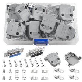 WMYCONGCONG 10pcs DB15 15 Pin Female Connector Male to Female Jack RS232 Port D-Sub Solder Type Connector with Plastic Cover (5pcs Male+5pcs Female)