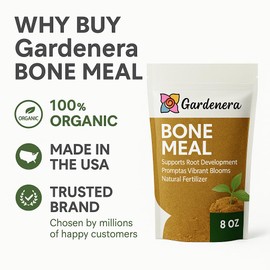 𝐁𝐄𝐒𝐓𝐒𝐄𝐋𝐋𝐄𝐑 Organic Bone Meal Fertilizer by Gardenera (4-12-0 NPK) All-Natural Plant Food Source of Nitrogen and Phosphorus for Bulbs, Gardens, Potted Plants, Trees, and Shrubs - 2 QUARTS
